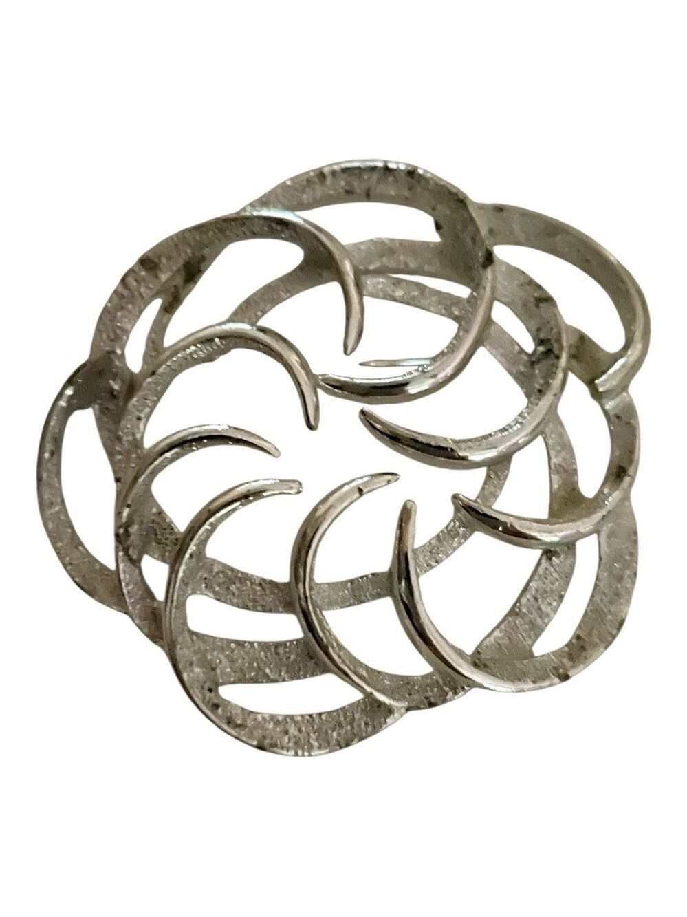Vintage Sarah Coventry Large Swirl Brooch Bright Silver Elegant Round Swirls MCM